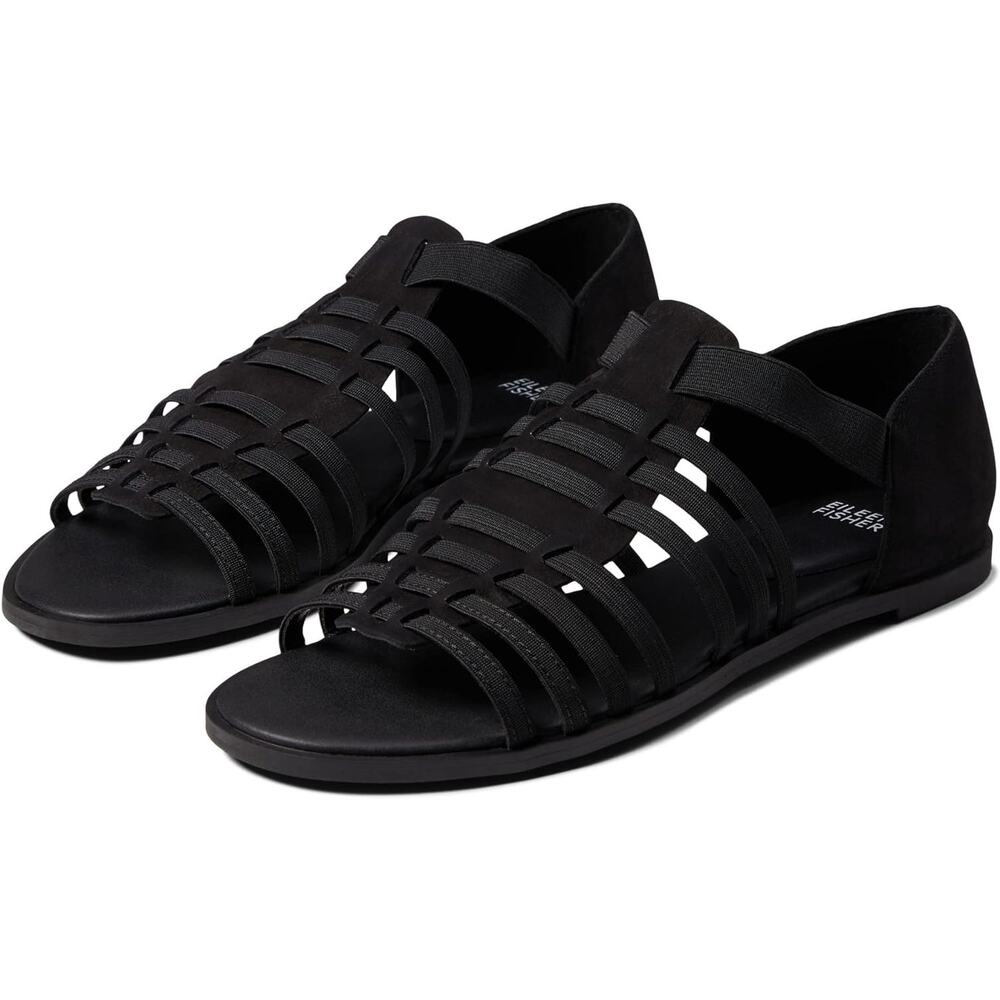 Eileen Fisher Rato Black Tumbled Nubuck Sandal Women's Sz 6.5 New Without Box